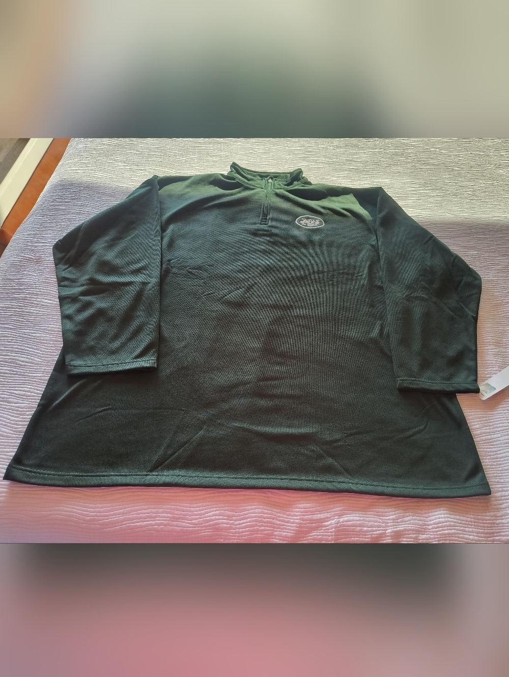 NFL Team Apparel NY JETS Quarter Zip Pullover Performance Mesh Green Men's 5XL